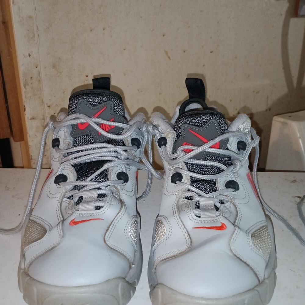 Stylish Kids Sneakers in White and Black with Orange Accents